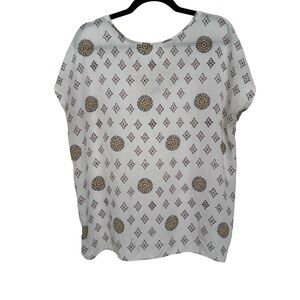 LOFT White Blouse with Gold Accents